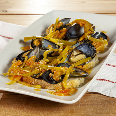 Cozze e peperoni verdi