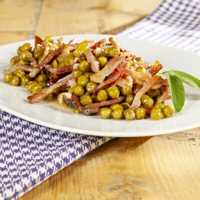 Piselli con pancetta