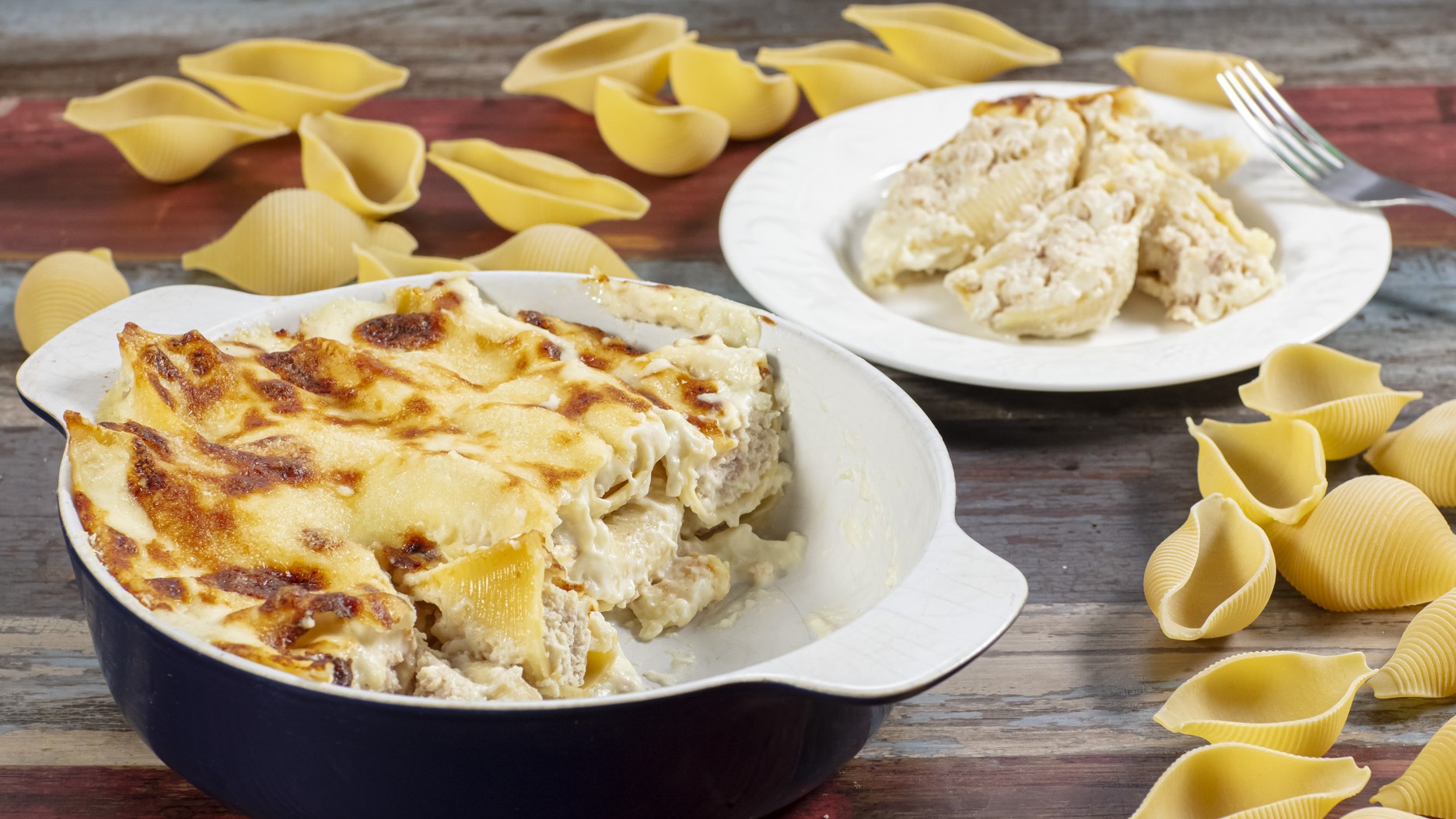 Conchiglioni ripieni di prosciutto cotto e ricotta