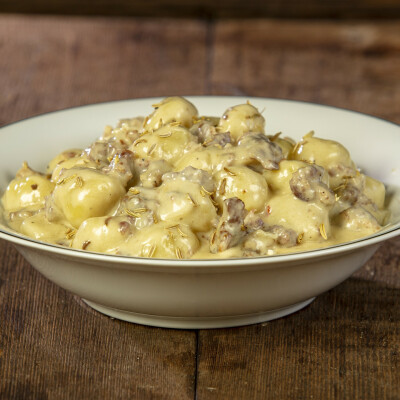 Gnocchi gorgonzola e salsiccia