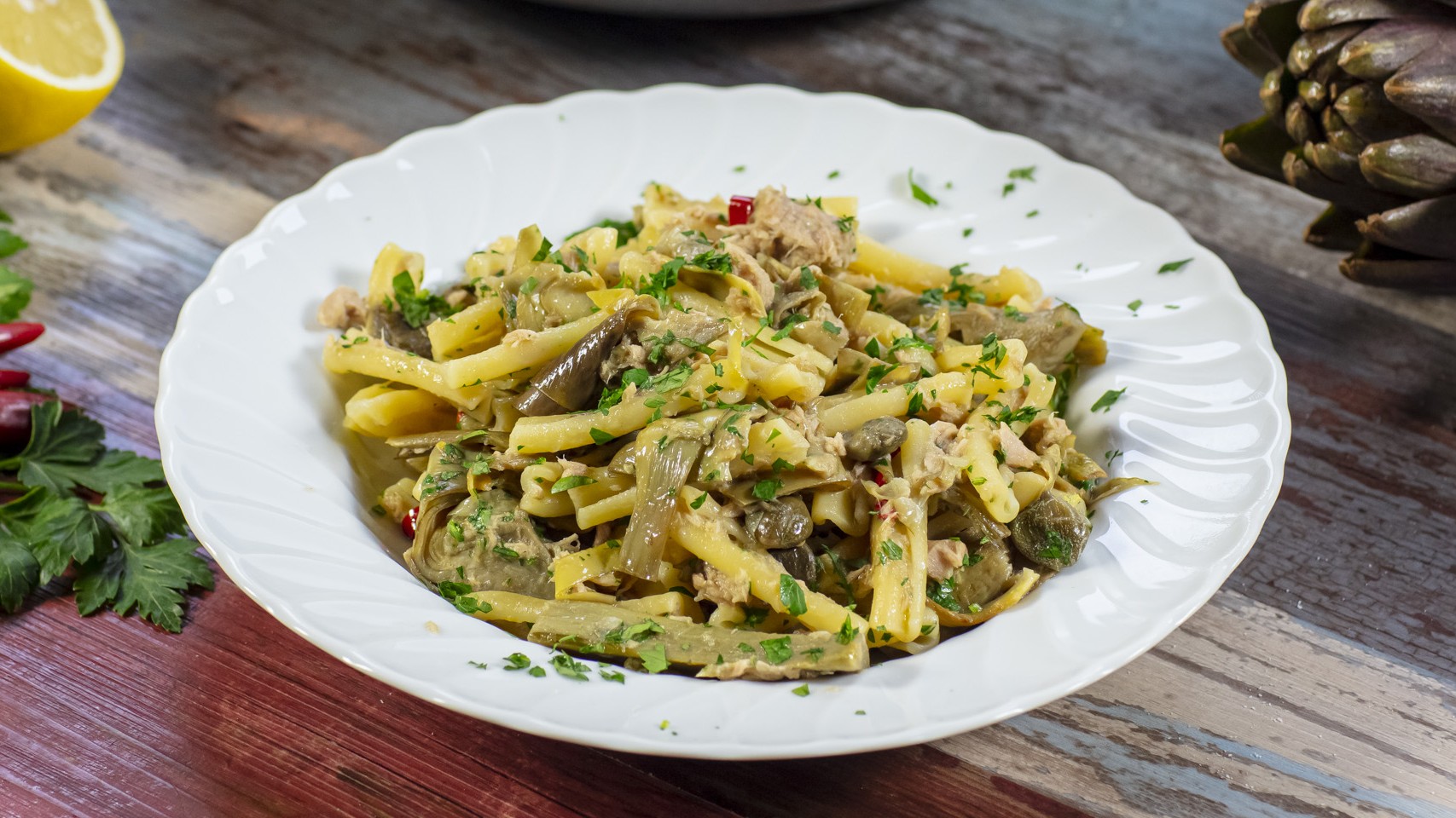 pasta e carciofi alla pugliese