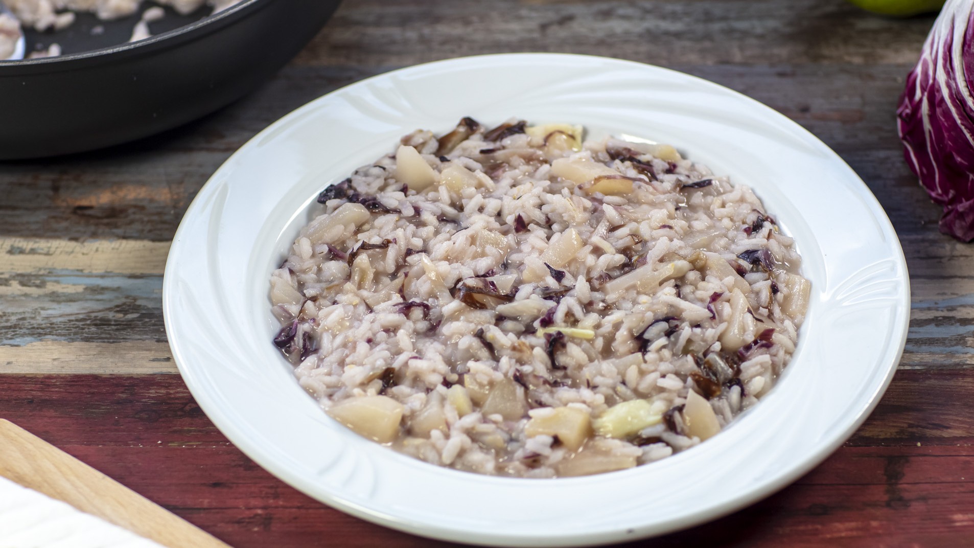 Risotto con radicchio pere e brie