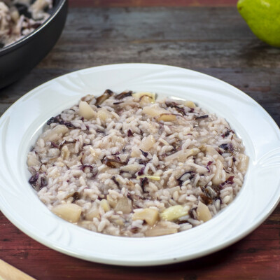 Risotto con radicchio pere e brie