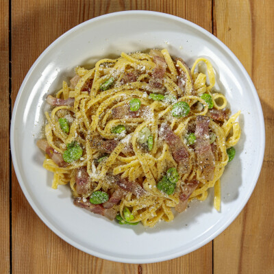 Tagliolini fave e guanciale