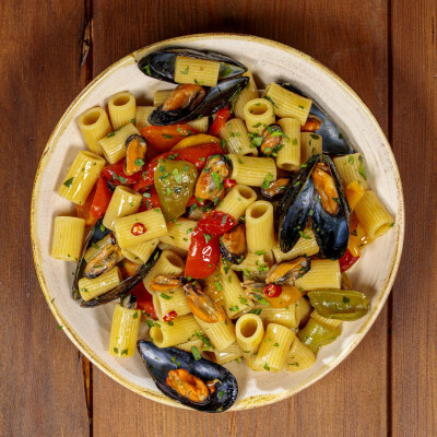 Pasta cozze e peperoni