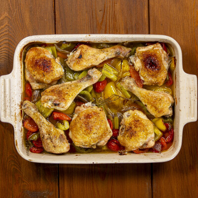 Pollo al forno con verdure