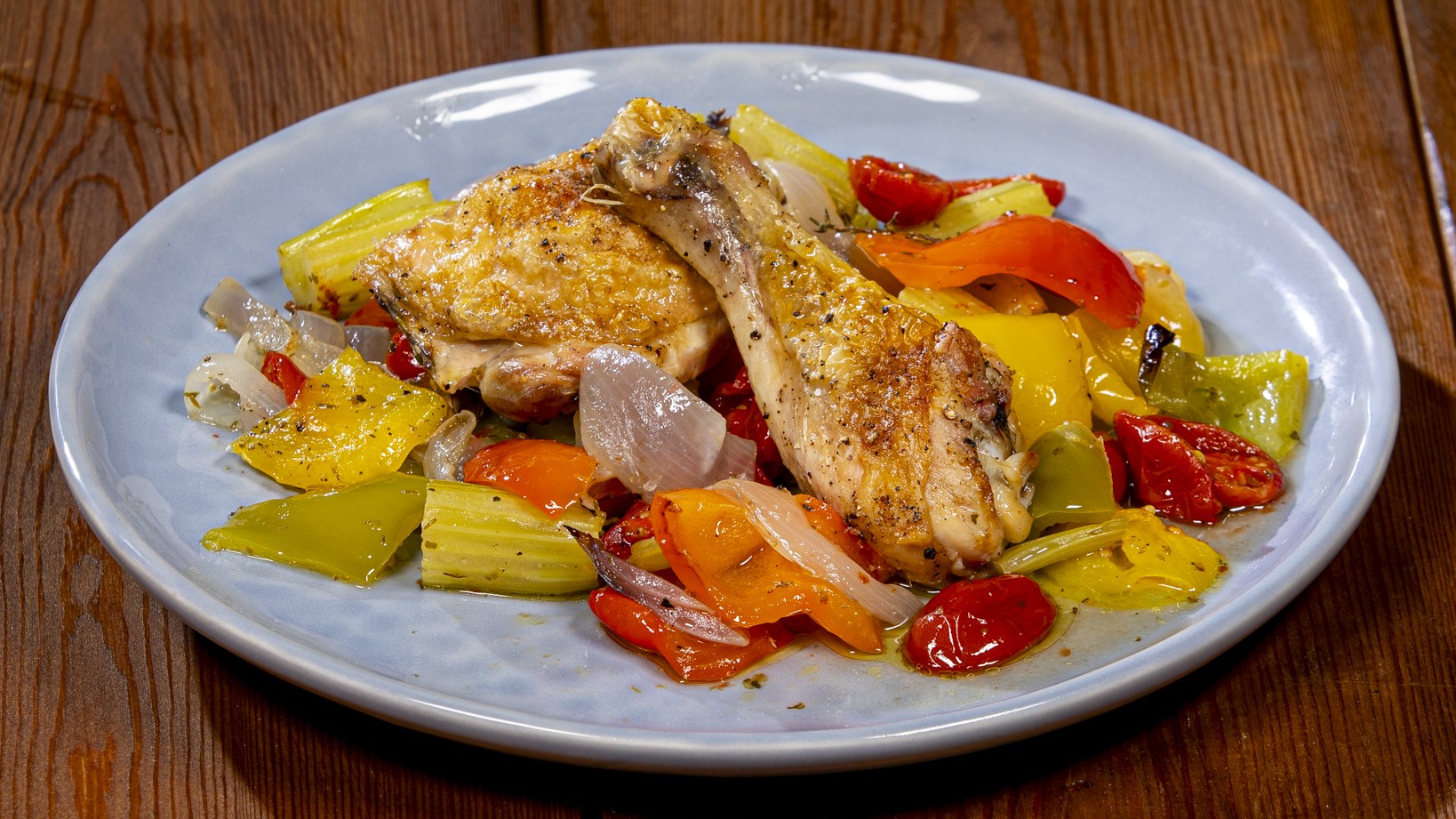 Pollo al forno con verdure