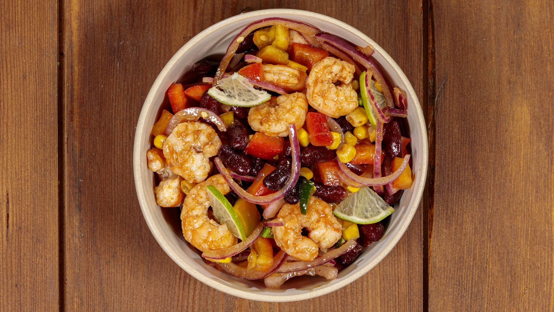 Insalata di gamberi fagioli e lime