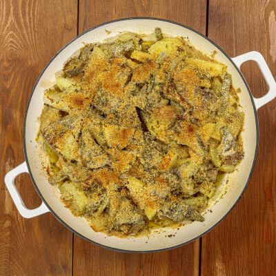 Carciofi e patate gratinati
