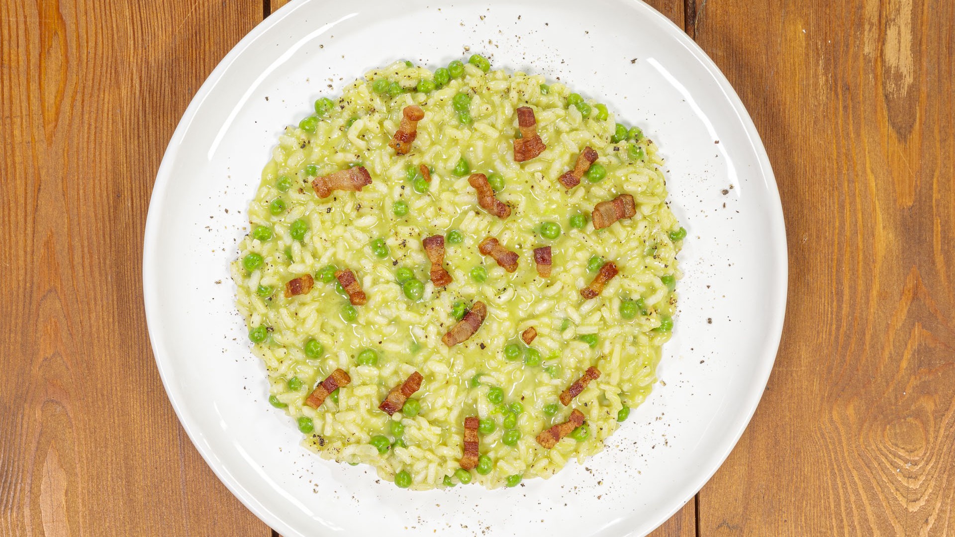 Risotto con piselli e pancetta