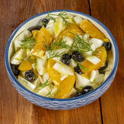 Insalata di finocchi, arance e olive