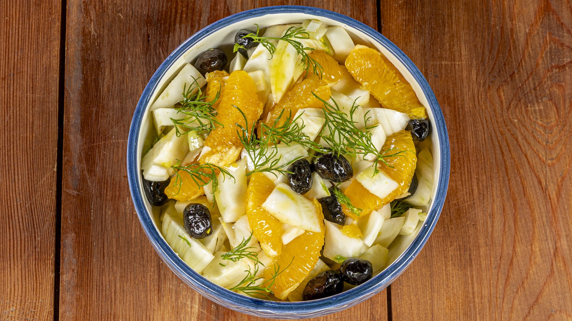 Insalata di finocchi, arance e olive